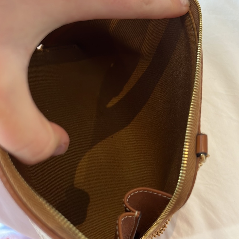 COPY - Clutch with chain in triomph canvas and lambskin white/brown - Picture 10 of 10